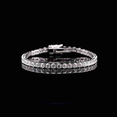 Omnia Tasneem White 3mm Tennis Bracelet in 92.5 Silver High Quality Simulated diamonds