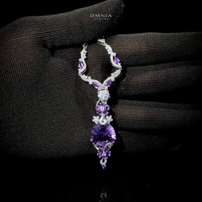 Omnia Hafsa Necklace in 92.5 Silver High Quality Amethyst stone