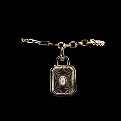 Omnia Zoya Golden Red &amp; White Bracelet High Quality Zircon Stone in Rhodium Plated