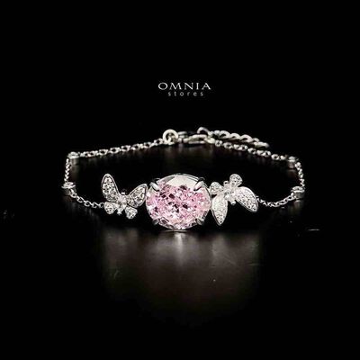 Omnia Maysun Pink Bracelet in 92.5 Silver with High Quality Simulated Diamonds