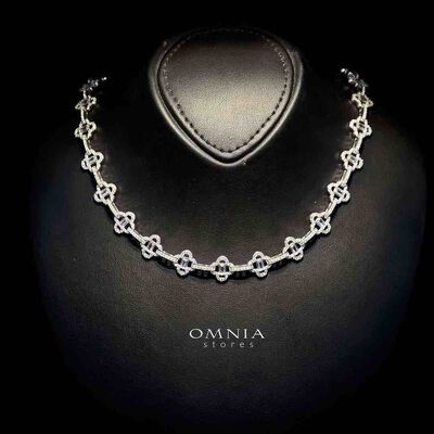 Omnia Amna White Necklace in 92.5 Silver High Quality Simulated diamonds