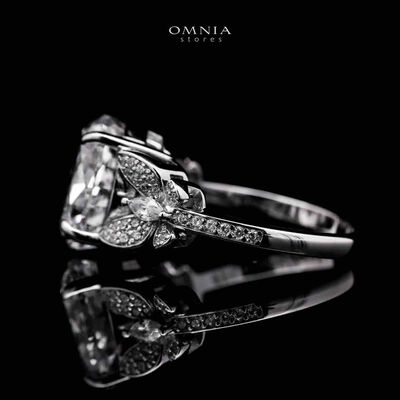Omnia Maysun Pure White Ring in 925 Silver with High Quality Simulated Diamonds