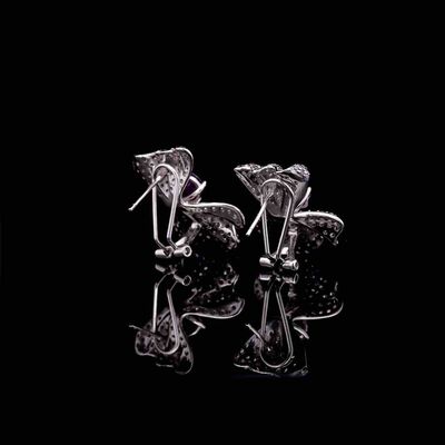 Omnia Hazel Floral Drop Earrings with Purple Gemstone Accents in 92.5 Silver and High-Quality Simulated Diamonds