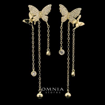 Omnia Naima Gold Earrings in 925 Silver with High-Quality Zircon Stones
