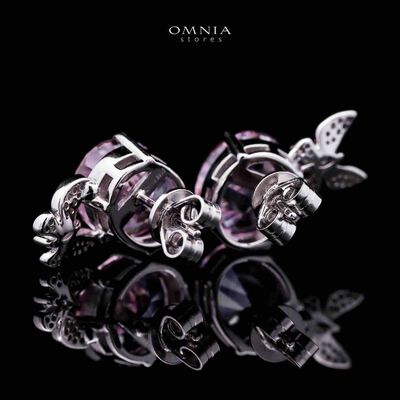 Omnia Maysun Pink Earrings in 925 Silver with High Quality Simulated Diamonds