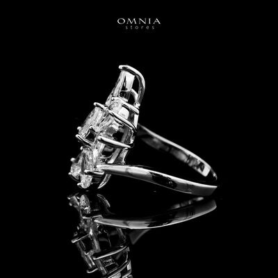 Omnia Caterina Silver Ring in 925 Silver with High-Quality White Simulated Diamonds
