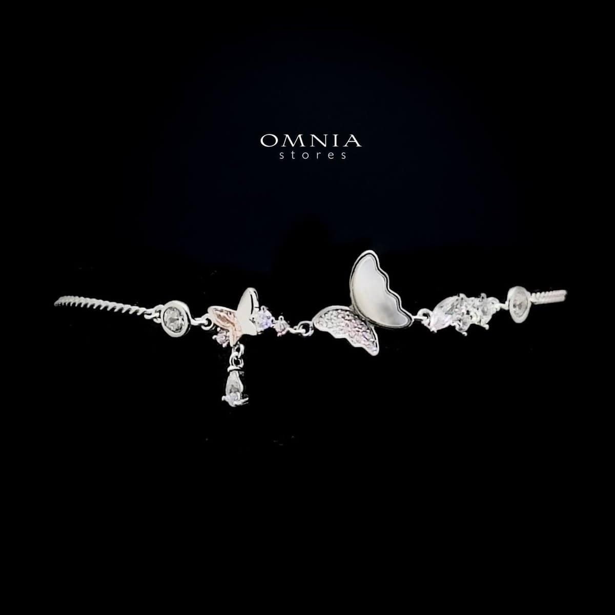 Omnia Bella Butterfly Bracelet with Iced Cut Stones in High Quality 92.5 Silver image number null