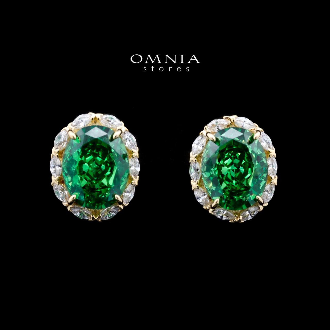Omnia Natalia Gold and Green Set in 92.5 Silver with High-Quality Ice Cut Stones image number null