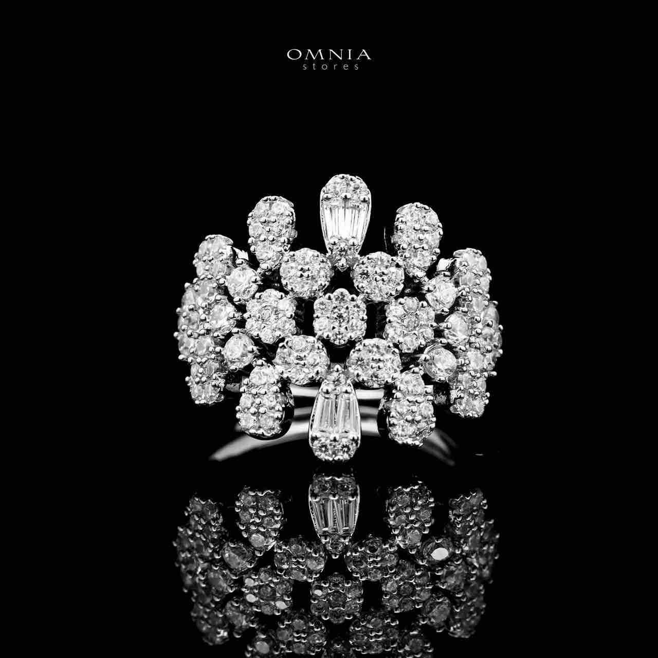 Omnia Taybah White Luxury Bridal Set In Rhodium Plated with High Quality Zircon Stones image number null