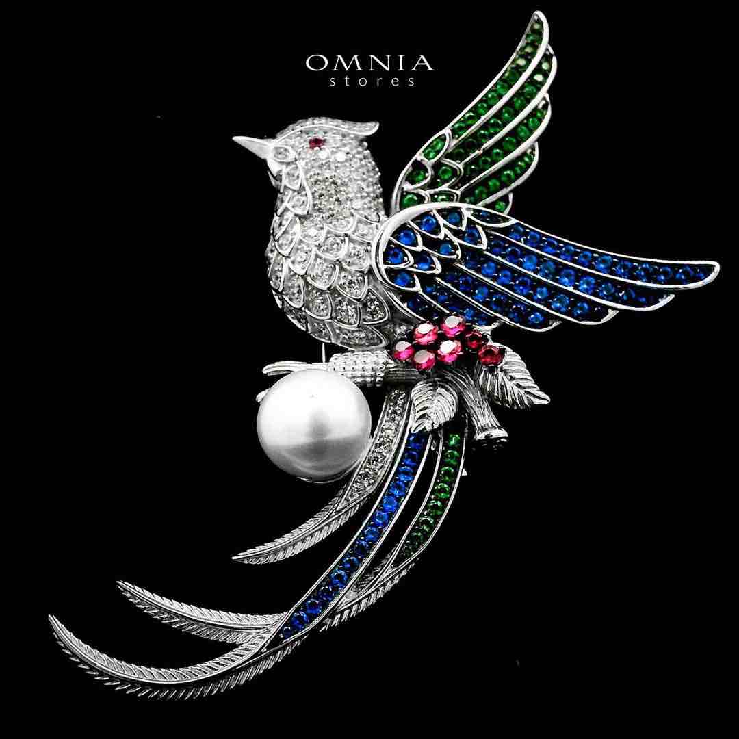 Omnia Batoul Fresh Real Water Pearl Multi Color Silver Brooch in 925 Silver In High Quality Simulated Diamonds image number null