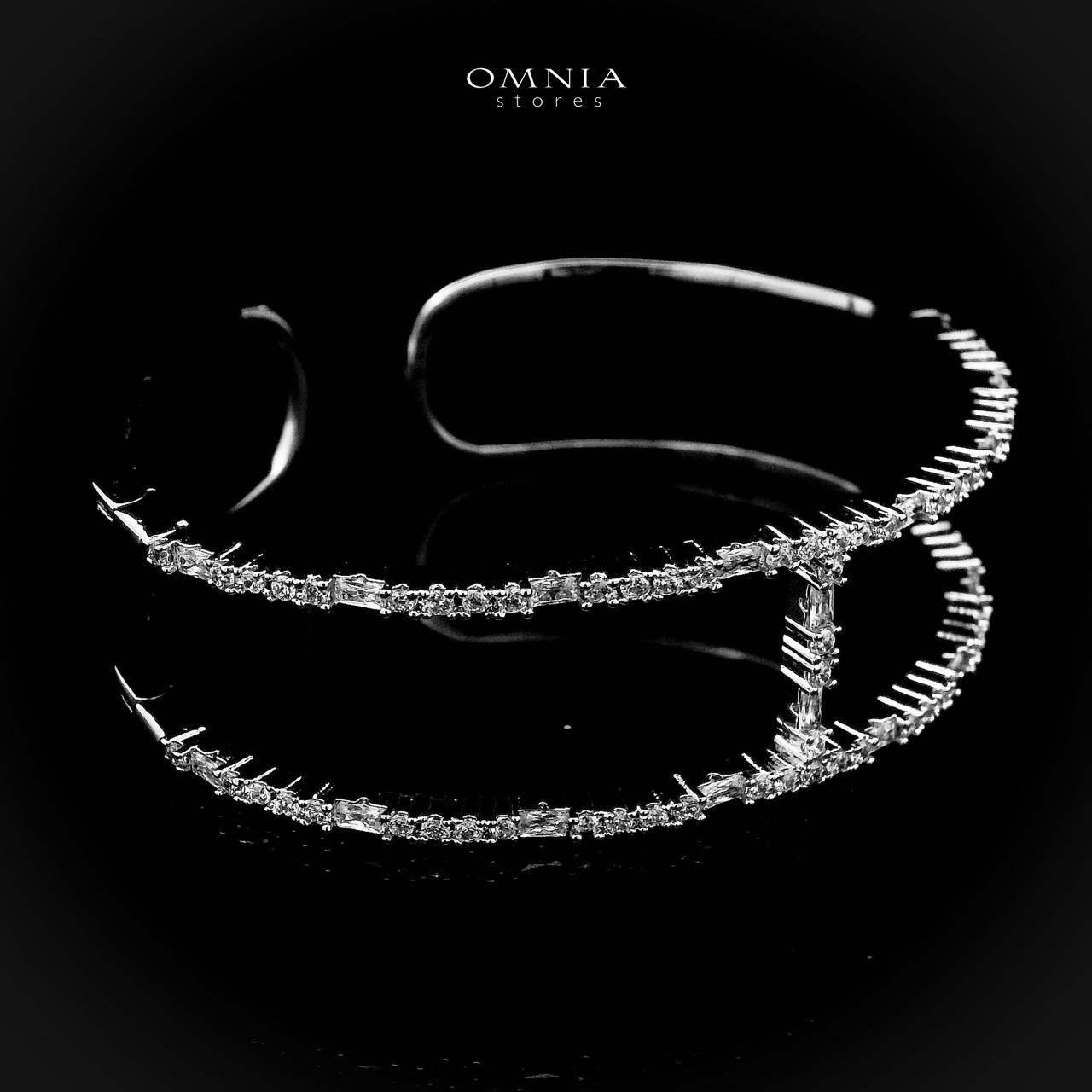 Omnia Camilia Silver Bangle & Ring With Rhodium Plated In High Quality Zircon Stone image number null