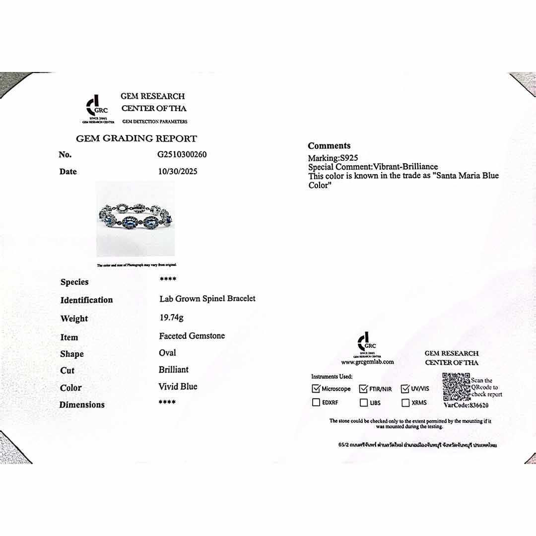 Omnia Mahasin Silver Bracelet in 925 Silver With GRC Certifited High Quality Synthetic Spinel Sky Blue Lab Grown Stones image number null