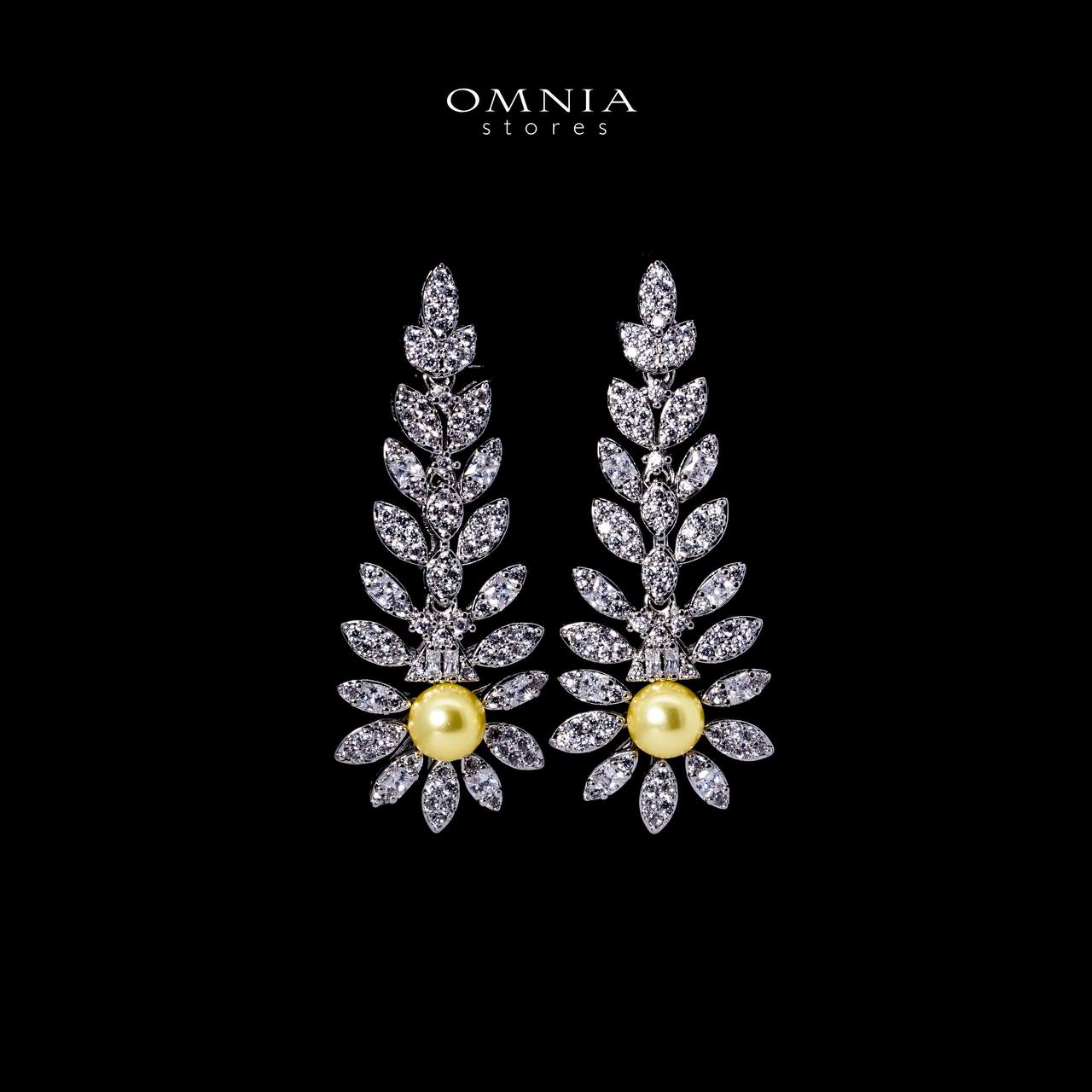 Omnia Shaika White in Golden Pearl Luxury Bridal Full Set in High Quality Zircon Stone Rhodium Plated image number null