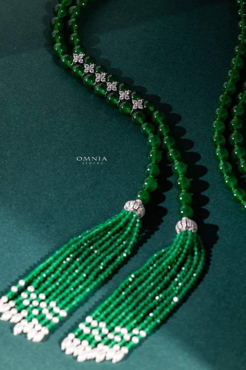 Omnia Selena Real Beads Set in 92.5 Silver High Quality Simulated diamonds, , large image number null