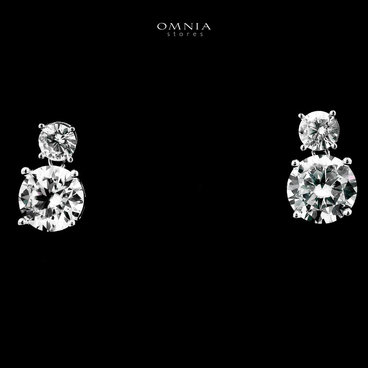 Omnia Luwaina Silver Stud Earrings in 925 Silver with High-Quality White Moissanite Stones image number null