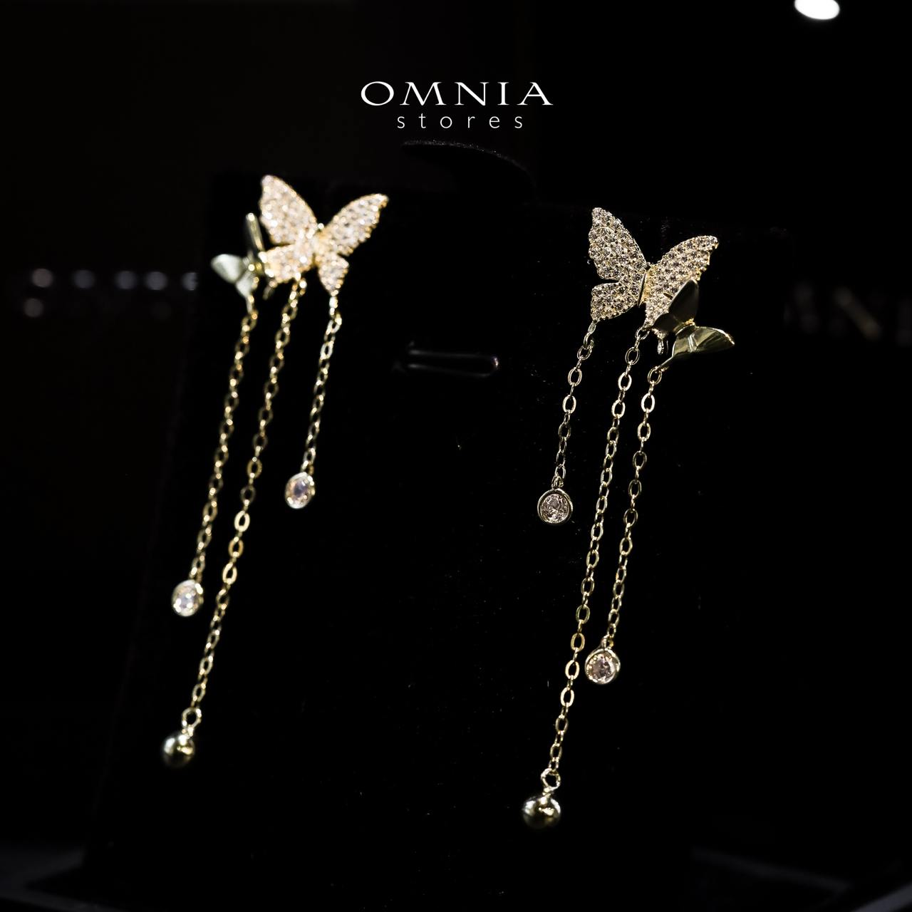 Omnia Naima Gold Earrings in 925 Silver with High-Quality Zircon Stones image number null