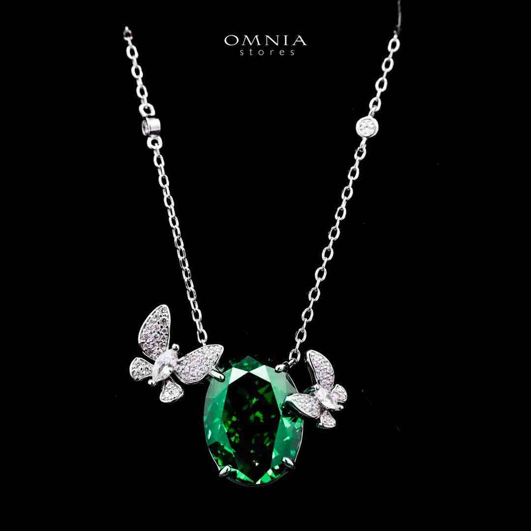 Omnia Maysun Necklace In 925 Silver High Quality Green Simulated Diamonds image number null