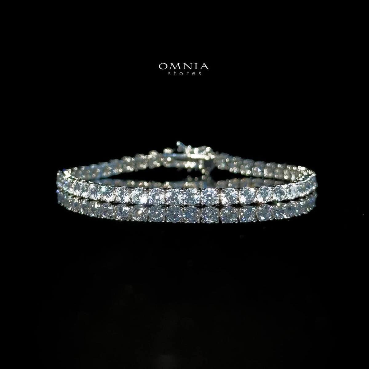 Omnia Imani White Radiant-Cut Tennis Bracelet 3.5mm in 925 Silver with Simulated Diamonds image number null