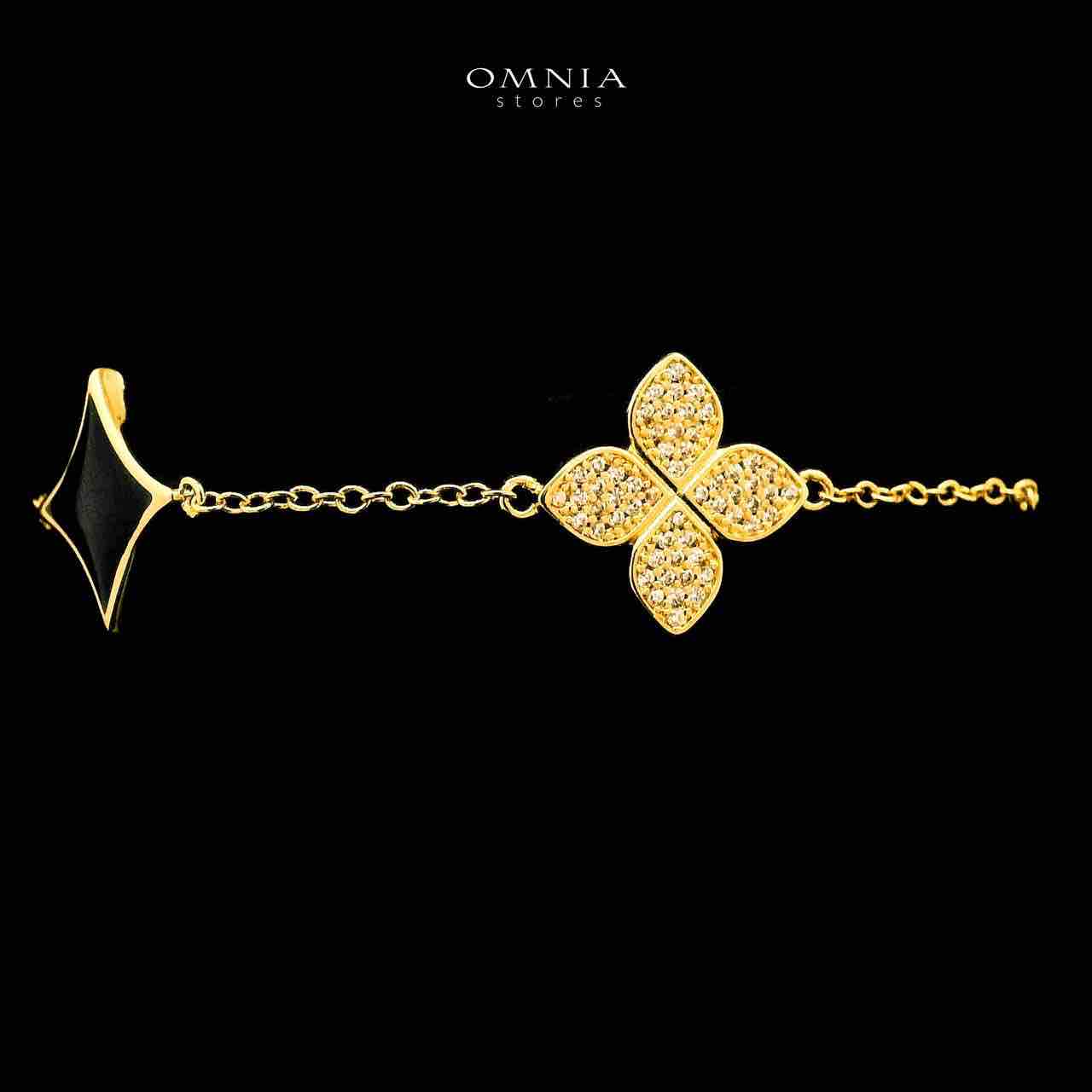 Omnia Golden Clove Black Long Chain Full Set with High-Quality Simulated Diamonds 18k Gold Plated 100cm image number null