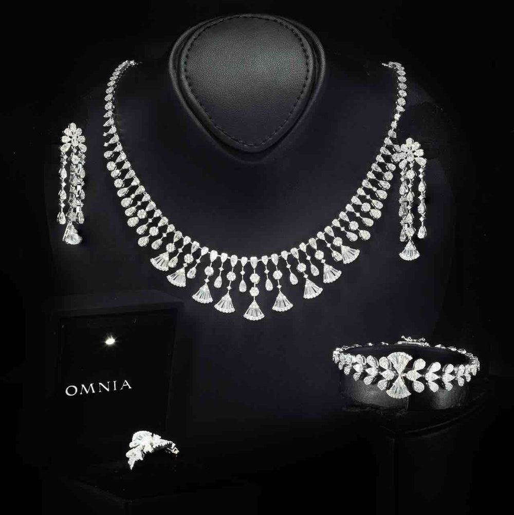 Omnia Rimal White Bridal Full Set in 925 Silver with High Quality Simulated Diamonds image number null