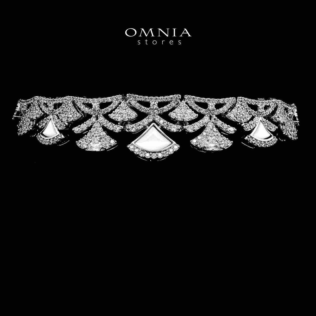 Omnia Bita White Bridal Full Set in High Quality Zircon Stone in Rhodium Plated image number null