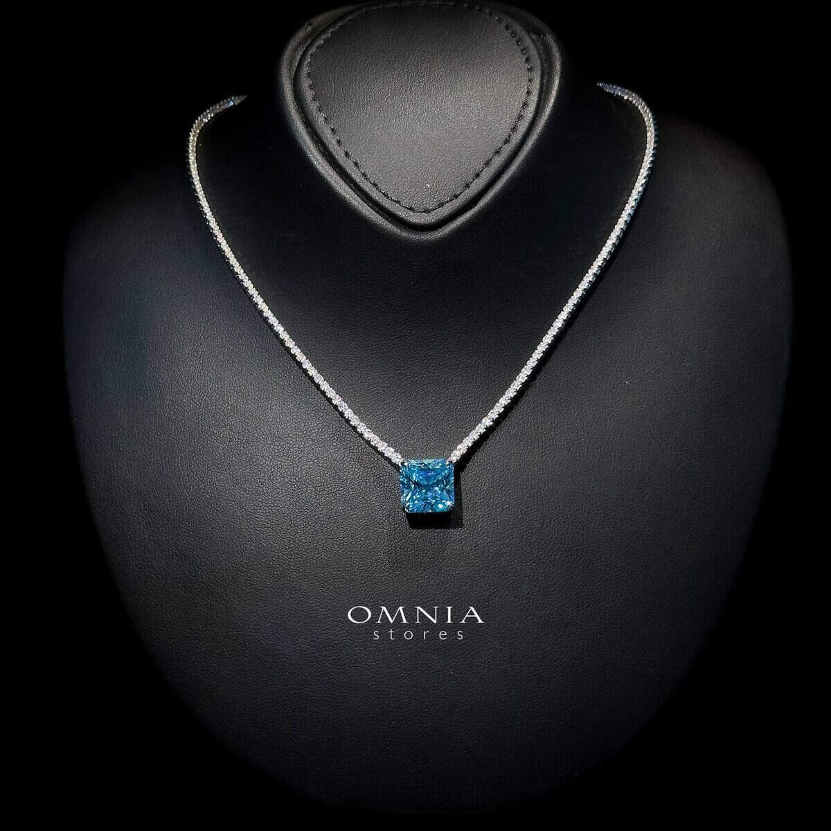 Omnia Bettina Sky Blue Necklace 92.5 Silver in High Quality Simulated Diamonds image number null
