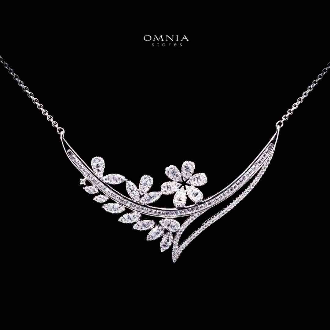 Omnia Celina Luxury White Full Set in High Quality Zircon Stone Rhodium Plated image number null