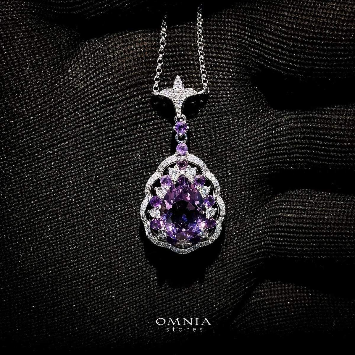 Omnia Kawthar Necklace in 92.5 Silver High Quality Amethyst stone image number null