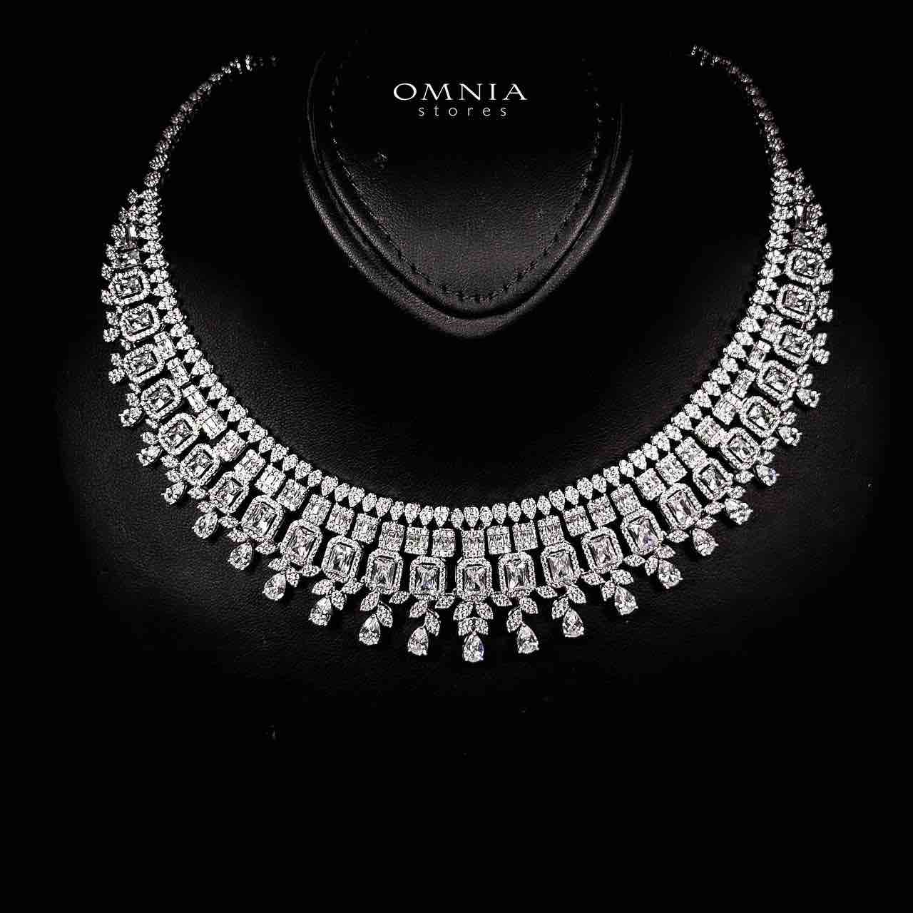 Omnia Kaila White Luxury Bridal Full Set in High Quality Zircon Stone in Rhodium Plated image number null
