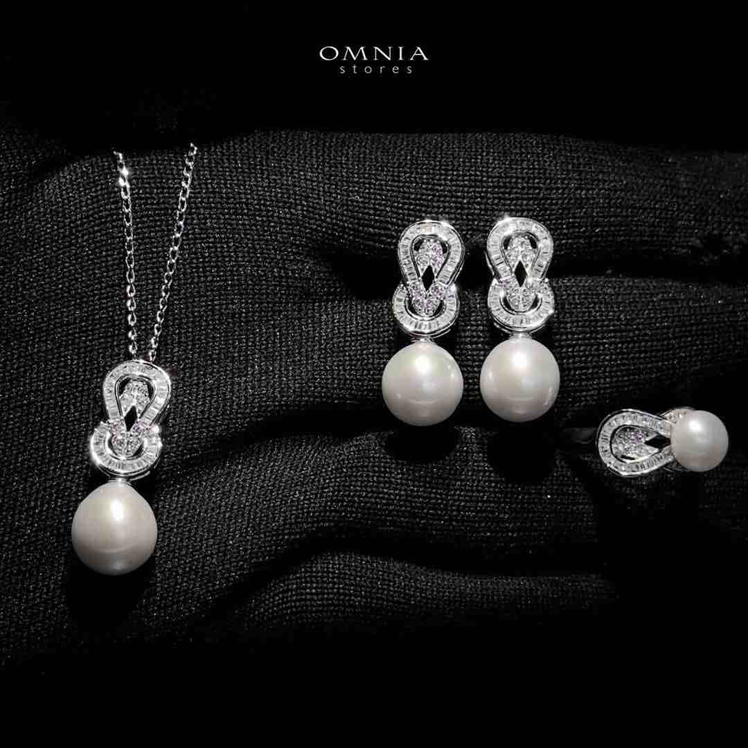Omnia Alia Fresh Real Water Pearl Set in 92.5 Silver Accessories High Quality Simulated Diamonds image number null