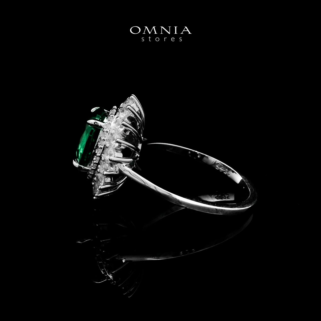 Omnia Hawra Green Ring 92.5 Silver Certified in High Quality Lab Grown Emerald Stone image number null