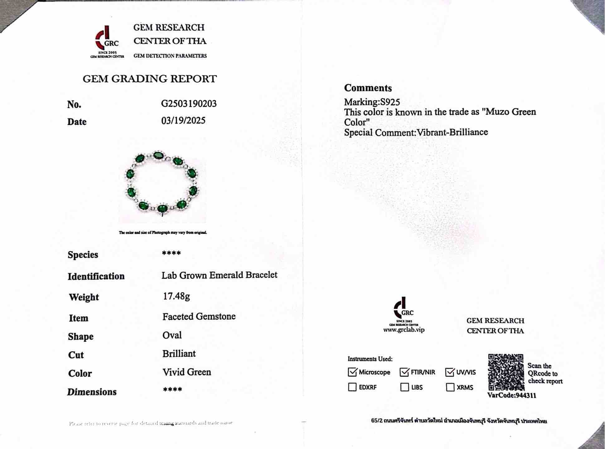 Omnia Mahasin Green Bracelet 925 Silver Certified in High Quality Lab-Grown Emerald Stone image number null