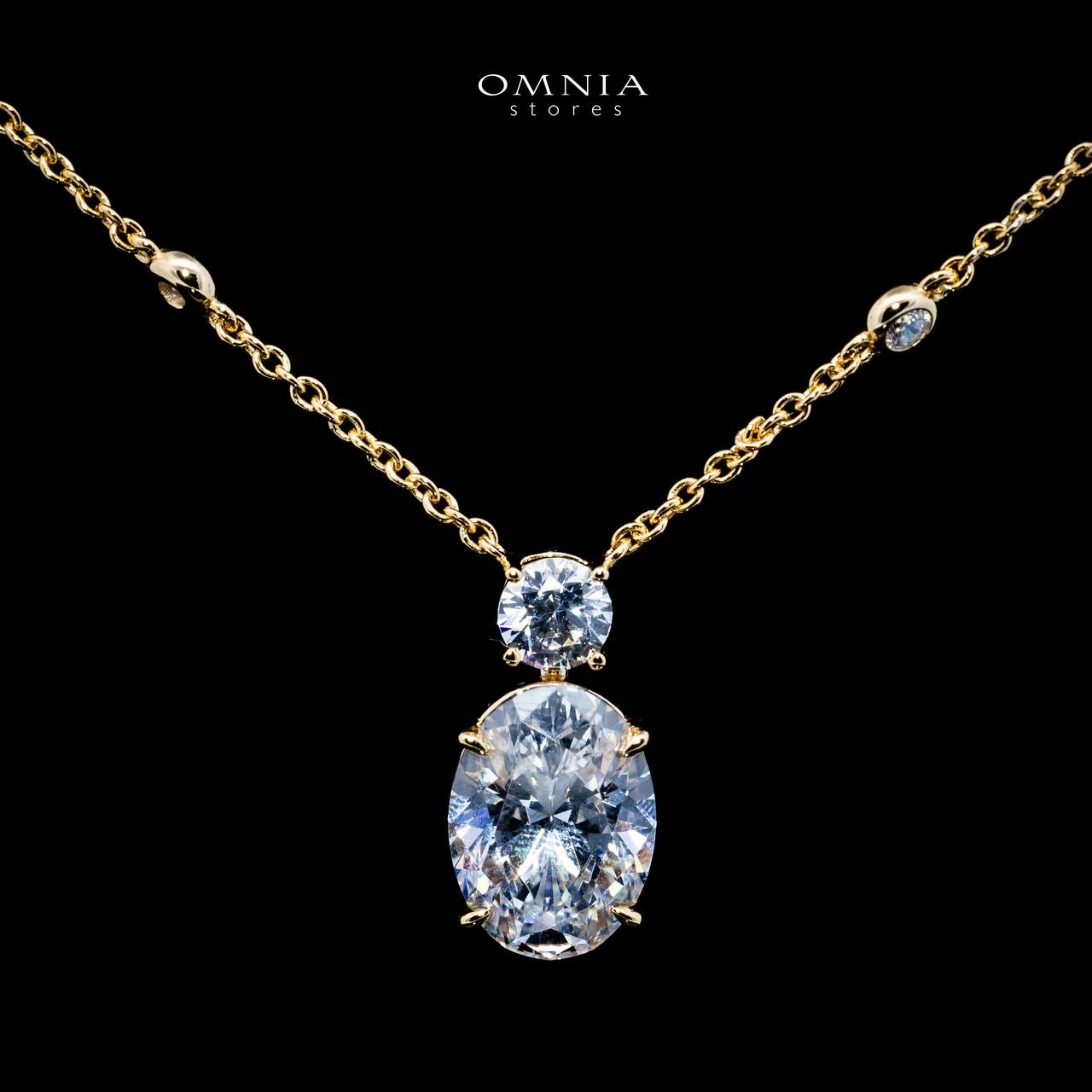 Omnia Eifa Gold Pendant Necklace With High Quality Certified Lab Crafted Stones In 925 Silver 51cm image number null