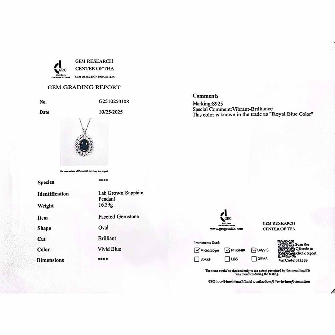 Omnia Zayra Silver Necklace and Earrings Set in 925 Silver With High Quality GRC Certified Saphhire Blue Lab Grown Stones image number null