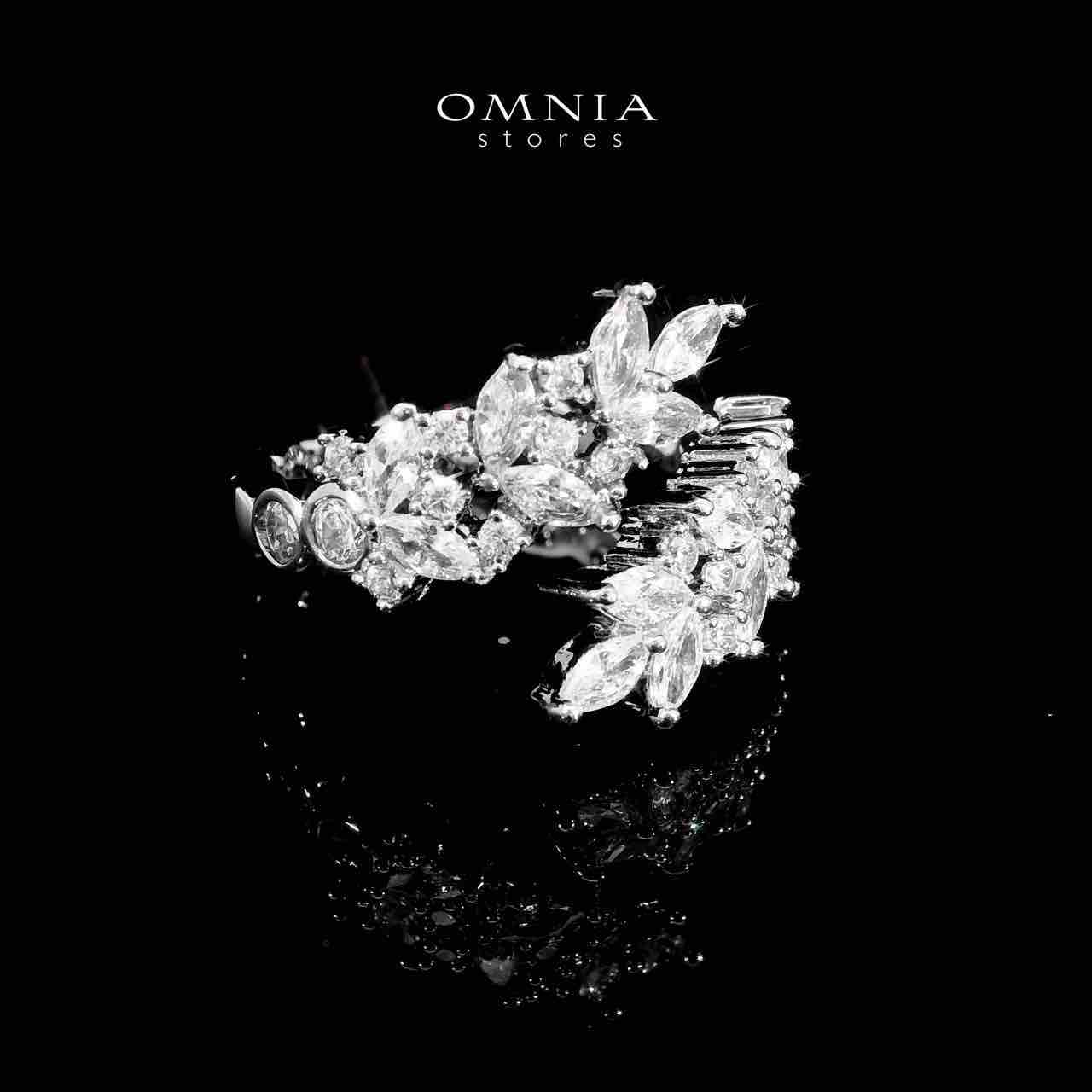 Omnia Nidaa White Bridal Full Set Accessories in High Quality Zircon Stone Rhodium Plated image number null