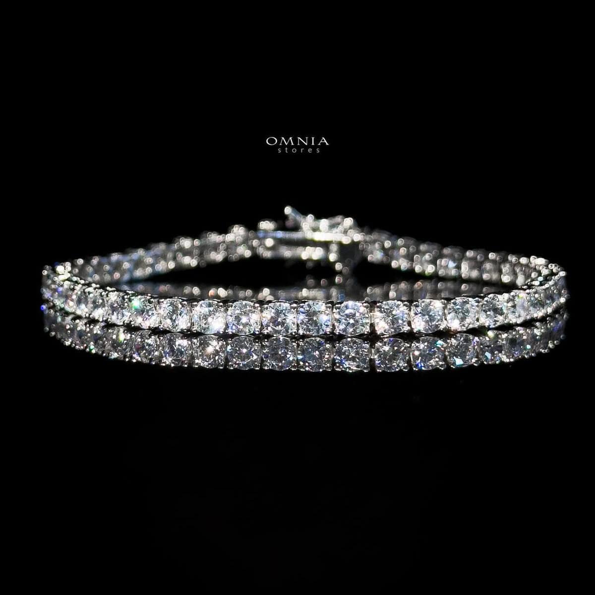 Omnia Imani White Radiant-Cut Tennis Bracelet 3.5mm in 925 Silver with Simulated Diamonds image number null