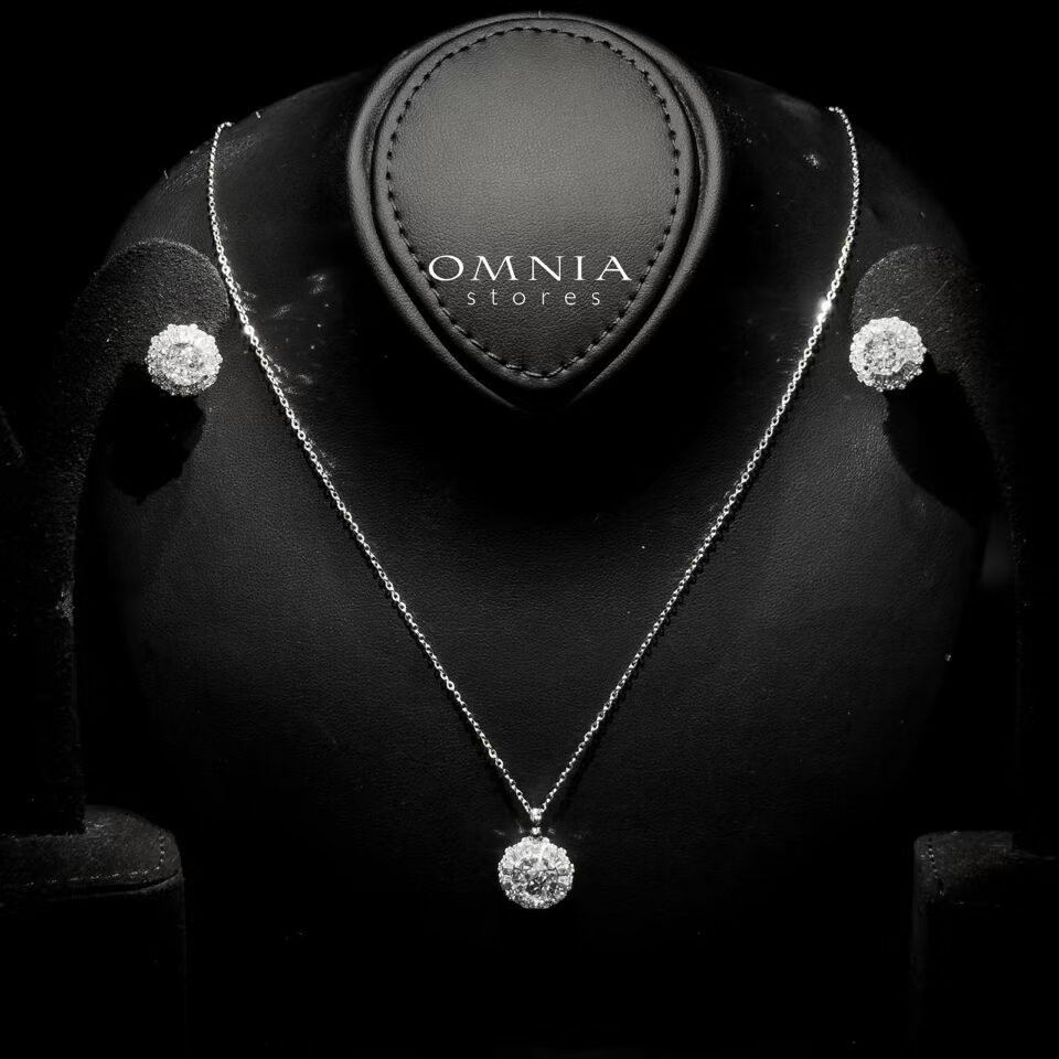 Omnia Zaina White Set in 92.5 Silver with High-Quality Ice Cut Stones image number null