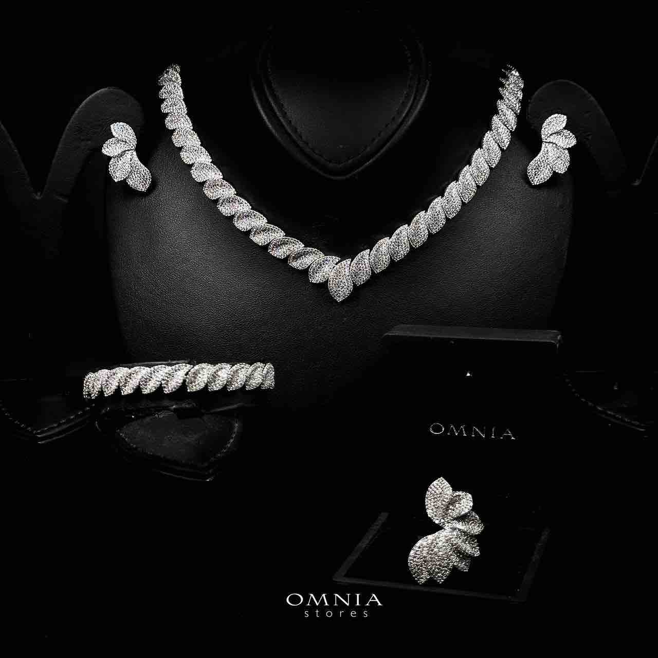 Omnia Alaia Luxury White Bridal Full Set in High Quality Zircon Stone Rhodium Plated image number null