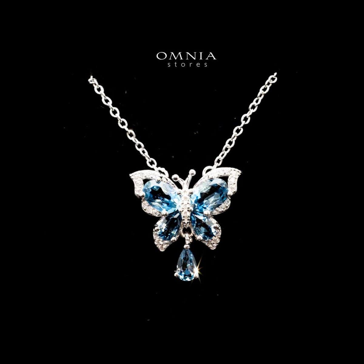 Omnia Rania butterfly Necklace In 92.5 Silver High Quality London Blue Topaz image number null