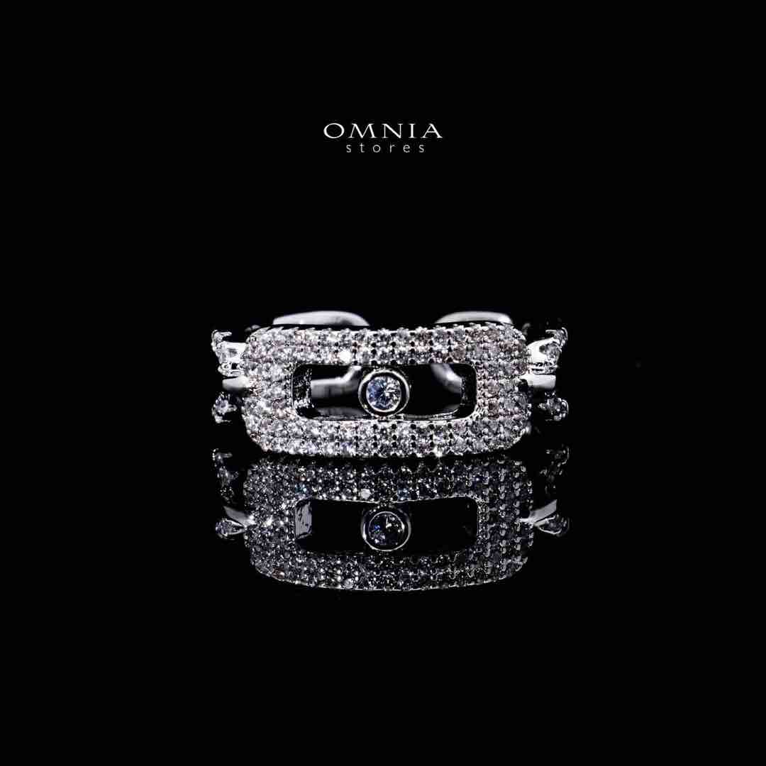 Omnia Amayah Luxury White Bracelet & RIng Set in High Quality Zircon Stone Rhodium Plated image number null