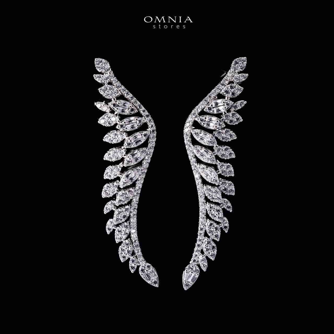 Omnia Manal Luxury Bridal White Leaf Design Full Set in High Quality Zircon Stone Rhodium Plated image number null