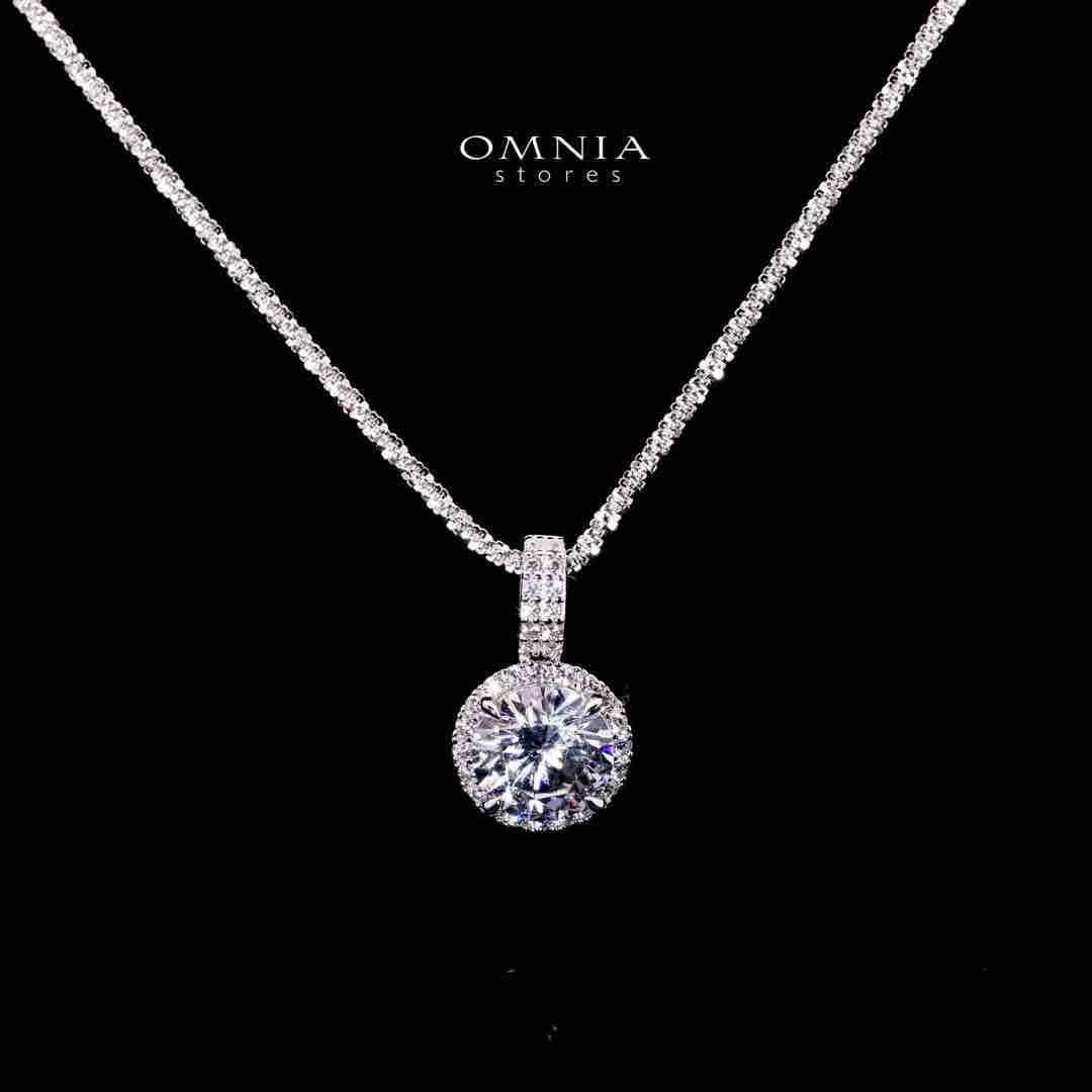 Omnia Falisha White Pendant Necklace In 925 Silver High Quality Certified Lab Crafted Stones image number null