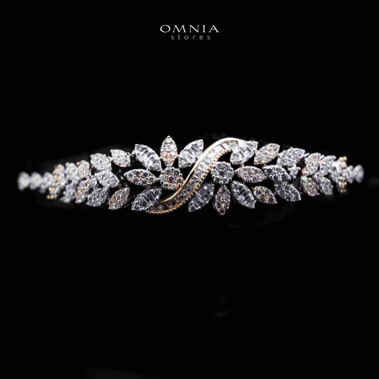 Omnia Abeera Golden Bridal Full Set in High Quality Zircon Stone Rhodium Plated image number null