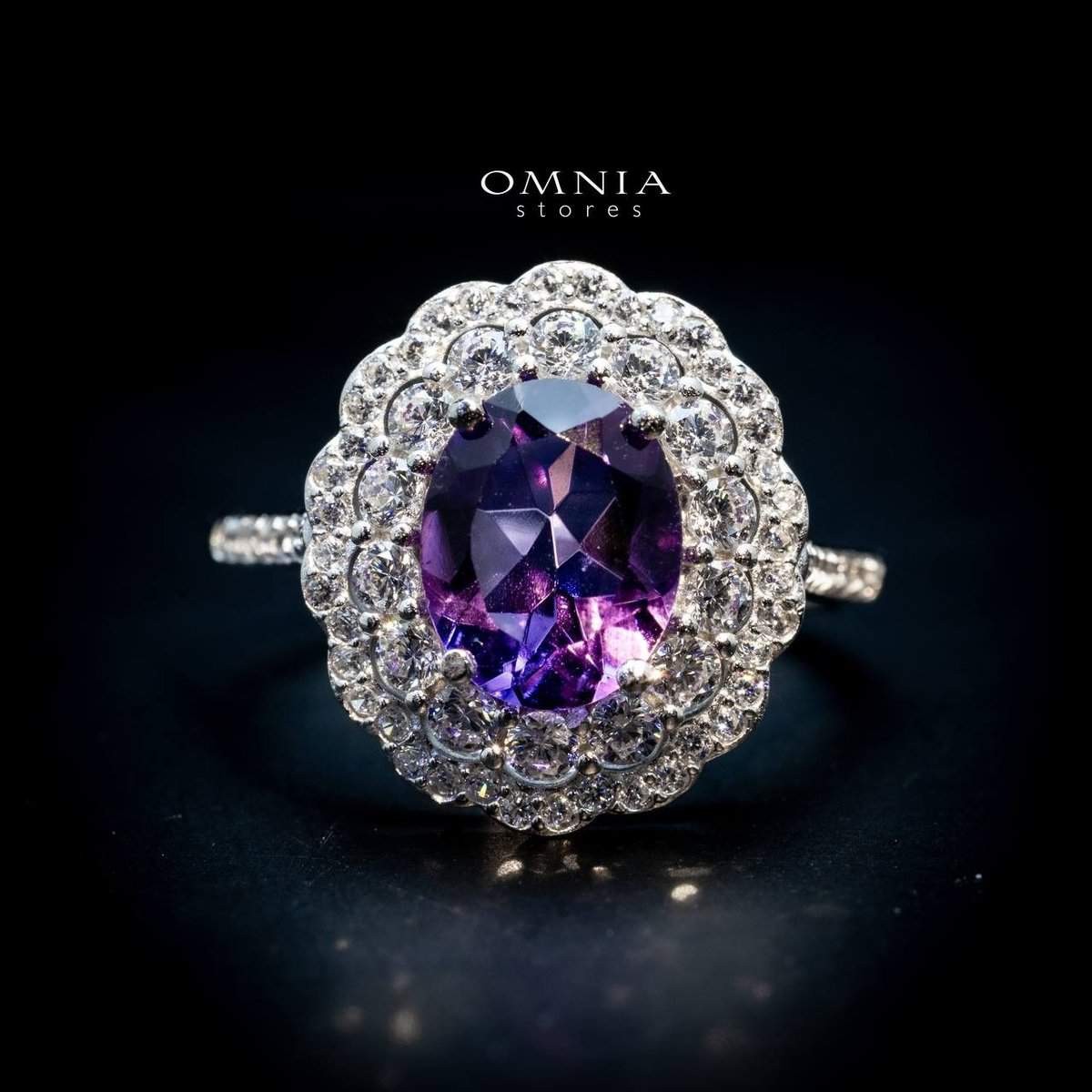 Omnia Fadia Ring in 92.5 Silver In High Quality Amethyst stone image number null