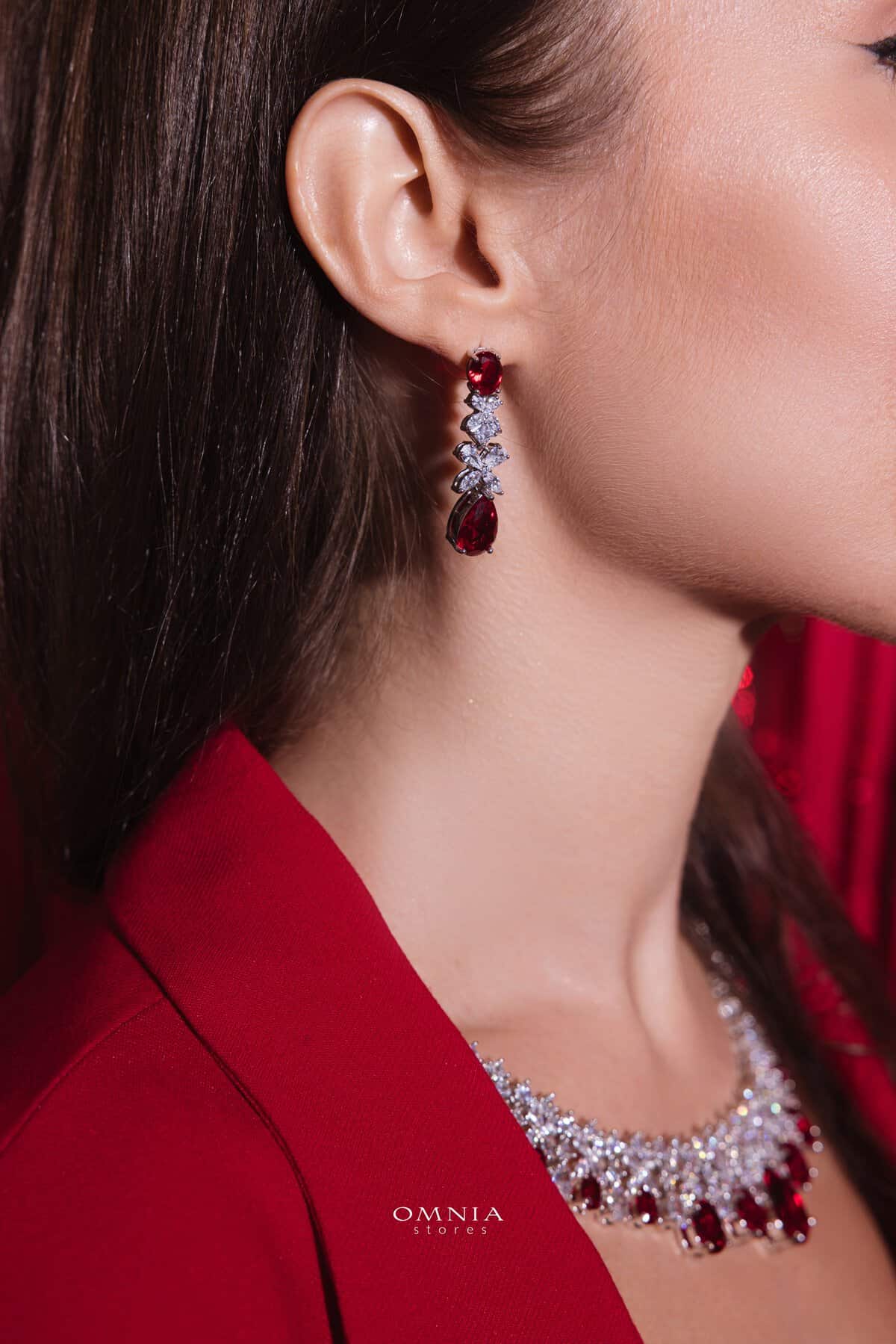 Omnia Suhana Red Bridal Full Set in High Quality Simulated Diamonds image number null