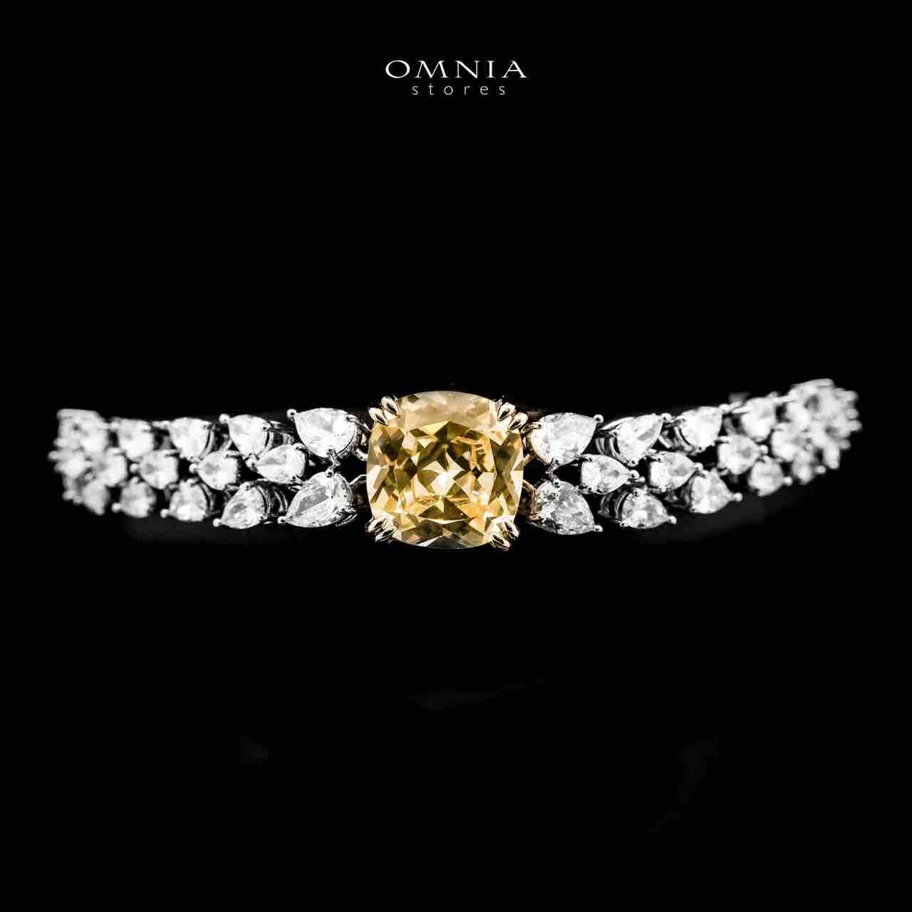 Omnia Nazaha Bridal Full Set in Rhodium Plated with High Quality White and Yellow Zircon Stones image number null