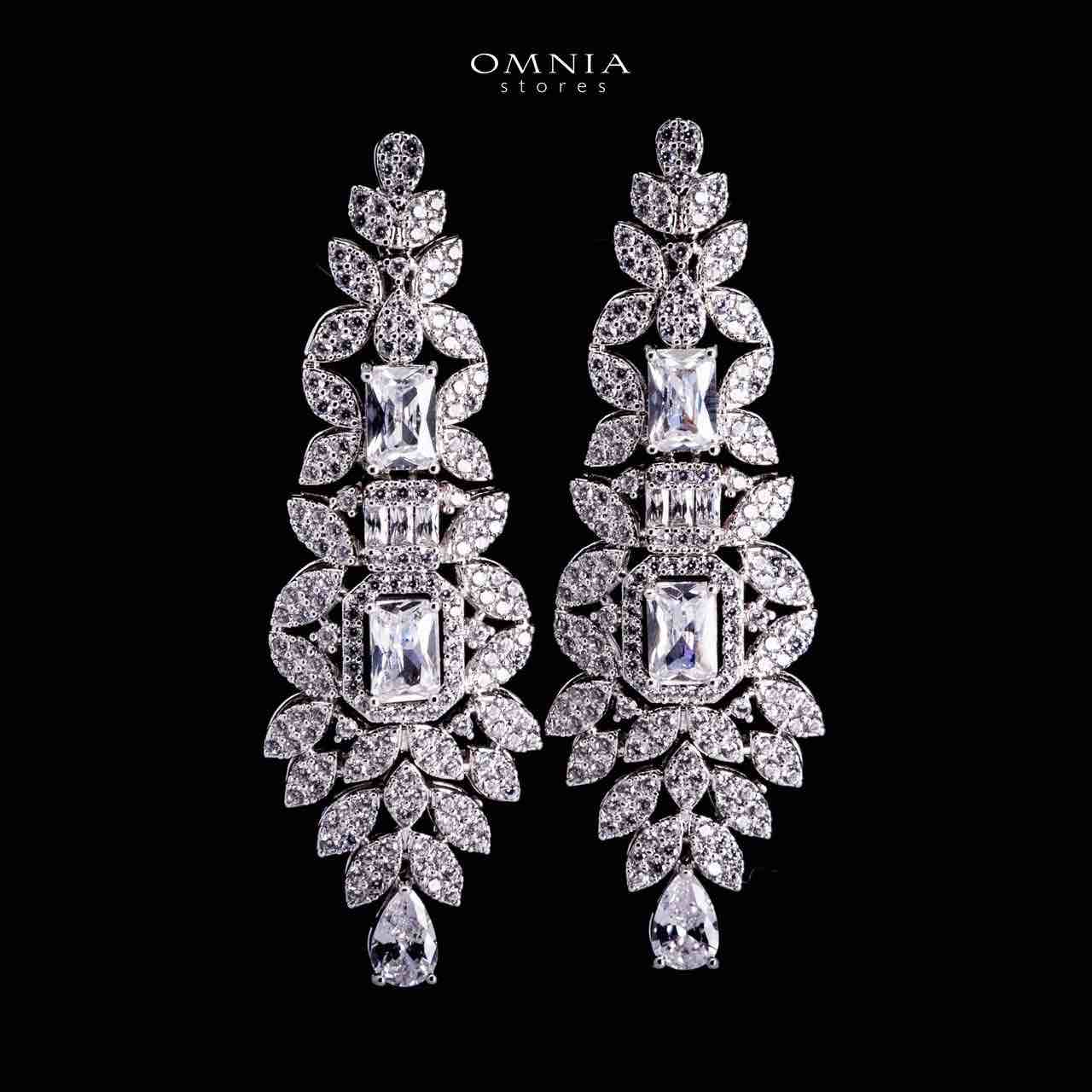 Omnia Kaila White Luxury Bridal Full Set in High Quality Zircon Stone in Rhodium Plated image number null