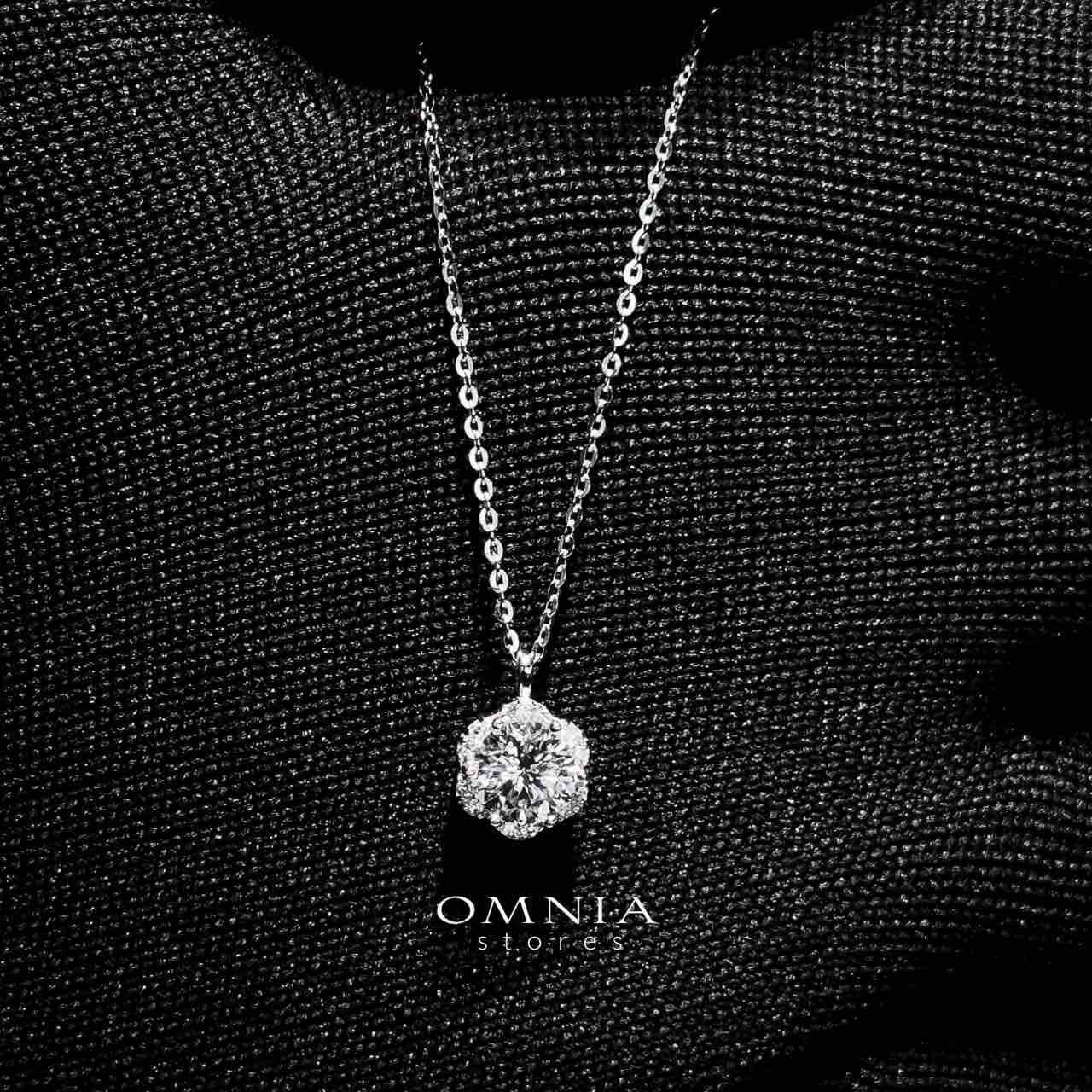 Omnia Atiqa White Pendant Necklace in 92.5 Silver with High-Quality Moissanite Stones image number null
