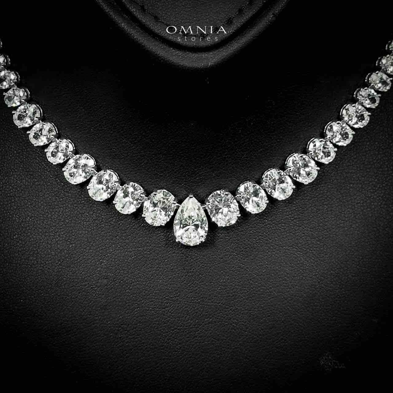 Omnia Sirah Necklace 925 Silver in High Quality White Simulated Diamonds Stones image number null