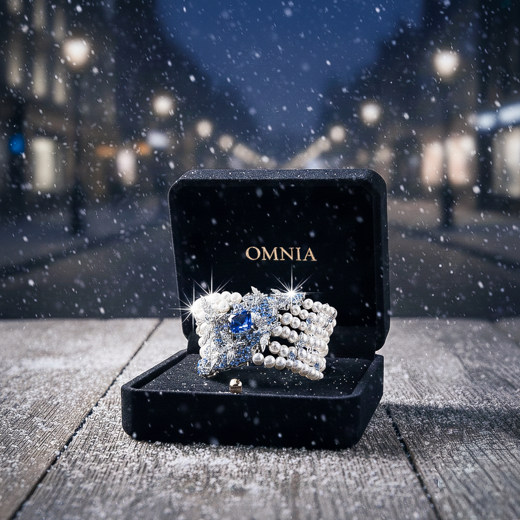 Omnia Blue Butterfly Pearl Bracelet in 92.5 Silver with High Quality Simulated Diamonds image number null